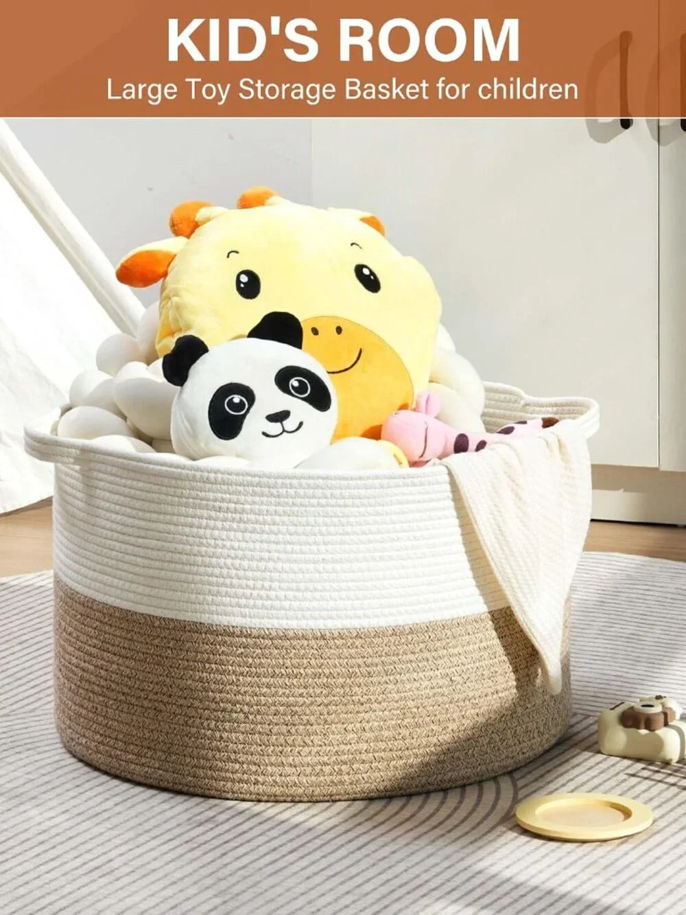 New Foldable Laundry Hamper Basket with Collapsible Handle Cotton Rope Soft Wove